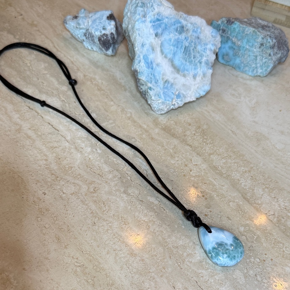 Beautiful Larimar Tear Drop Necklace - Picture 6 of 6